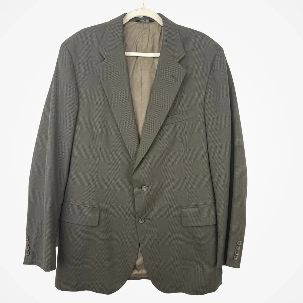 Chaps Ralph Lauren Mens Brown 100% Wool Glenn Check Blazer Sport‎ Coat Size 44R